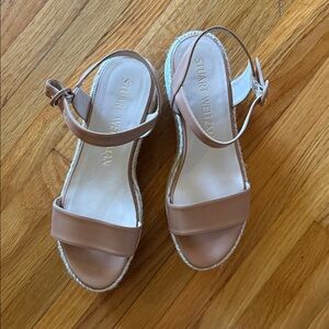 Stuart Weitzman Tan Espadrille platform jute sandals 8.5 Fabulous